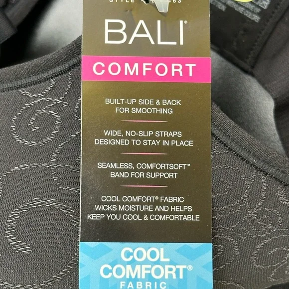 New Bali Cool Comfort Bra 42B Lightly Padded Wireless Soft - Picture 9 of 14